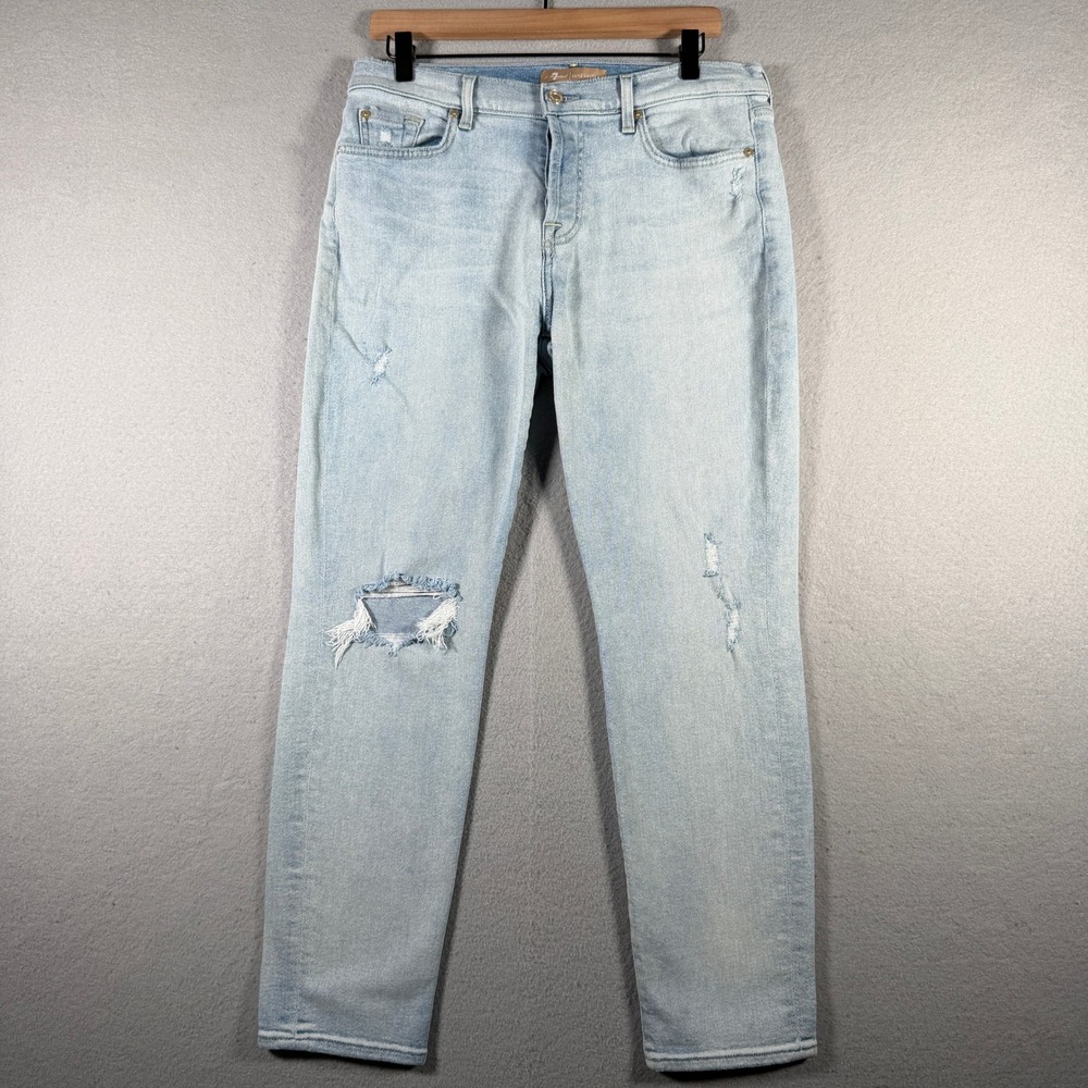 7 For All Mankind Josefina Luxe Vintage Distressed Slim Boyfriend Jeans 30